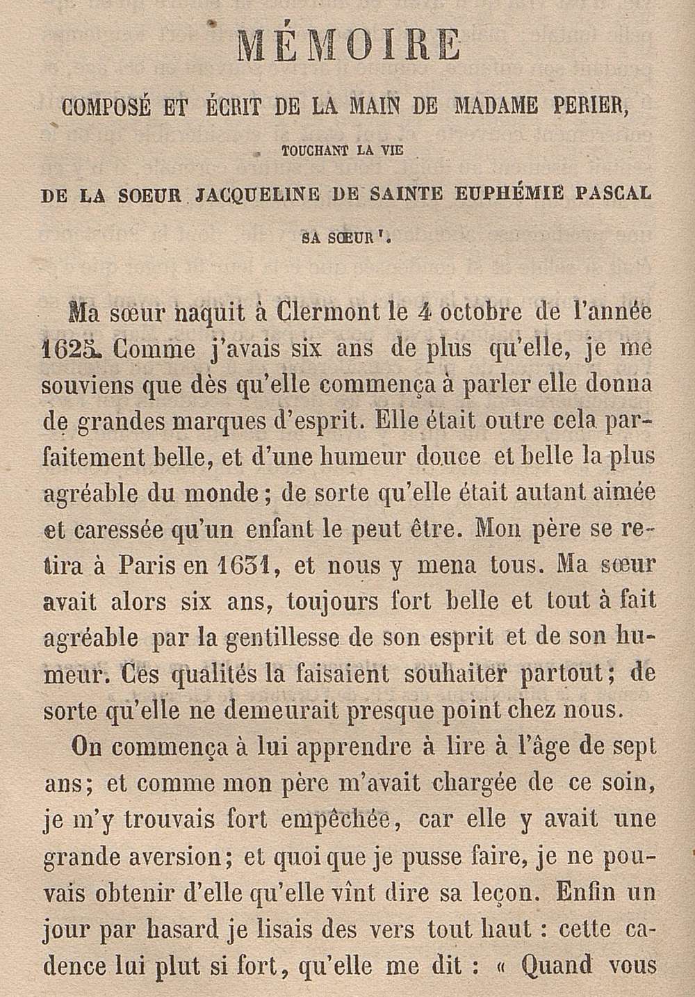 Lettres, opuscules et mémoires de Madame Périer et de Jacqueline, soeurs de Pascal, et de Marguerite Périer, sa nièce 