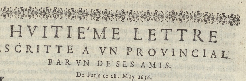 Les Provinciales, extrait de la huitième lettre (Cote : Ep 0125)